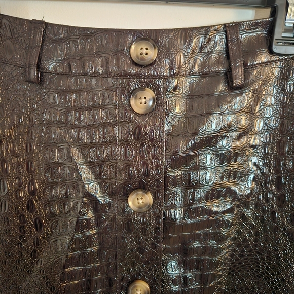 Rachel Comey X Target Croc Embossed Brown Faux Leather Button-down Skirt sz 4 - Picture 7 of 10